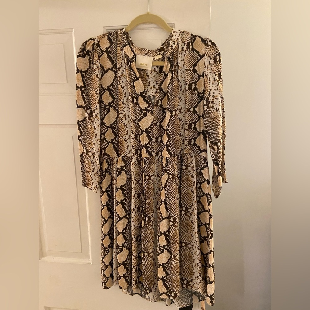Maeve for Anthropologie Juno Snakeskin Print Dress Size Large